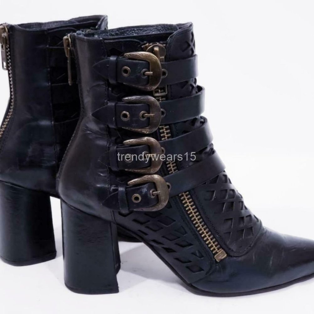 EXCELLENT FREEBIRD BY STEVEN JULIA BLACK BOOTIES - Picture 6 of 12